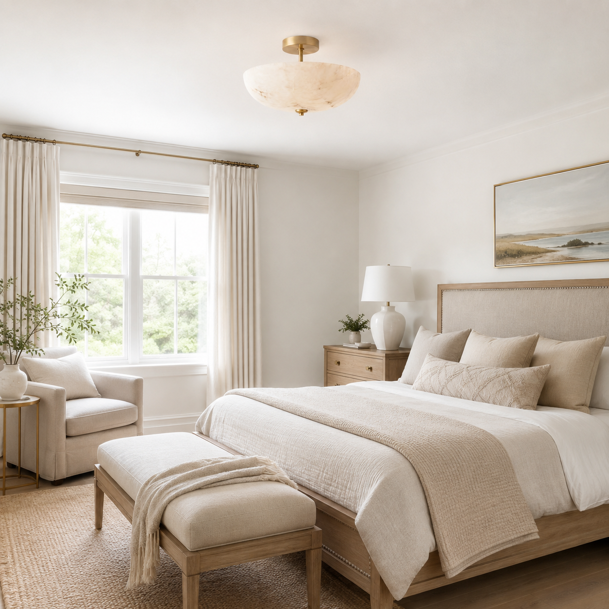 Miramar Alabaster Flush Mount Ceiling Light