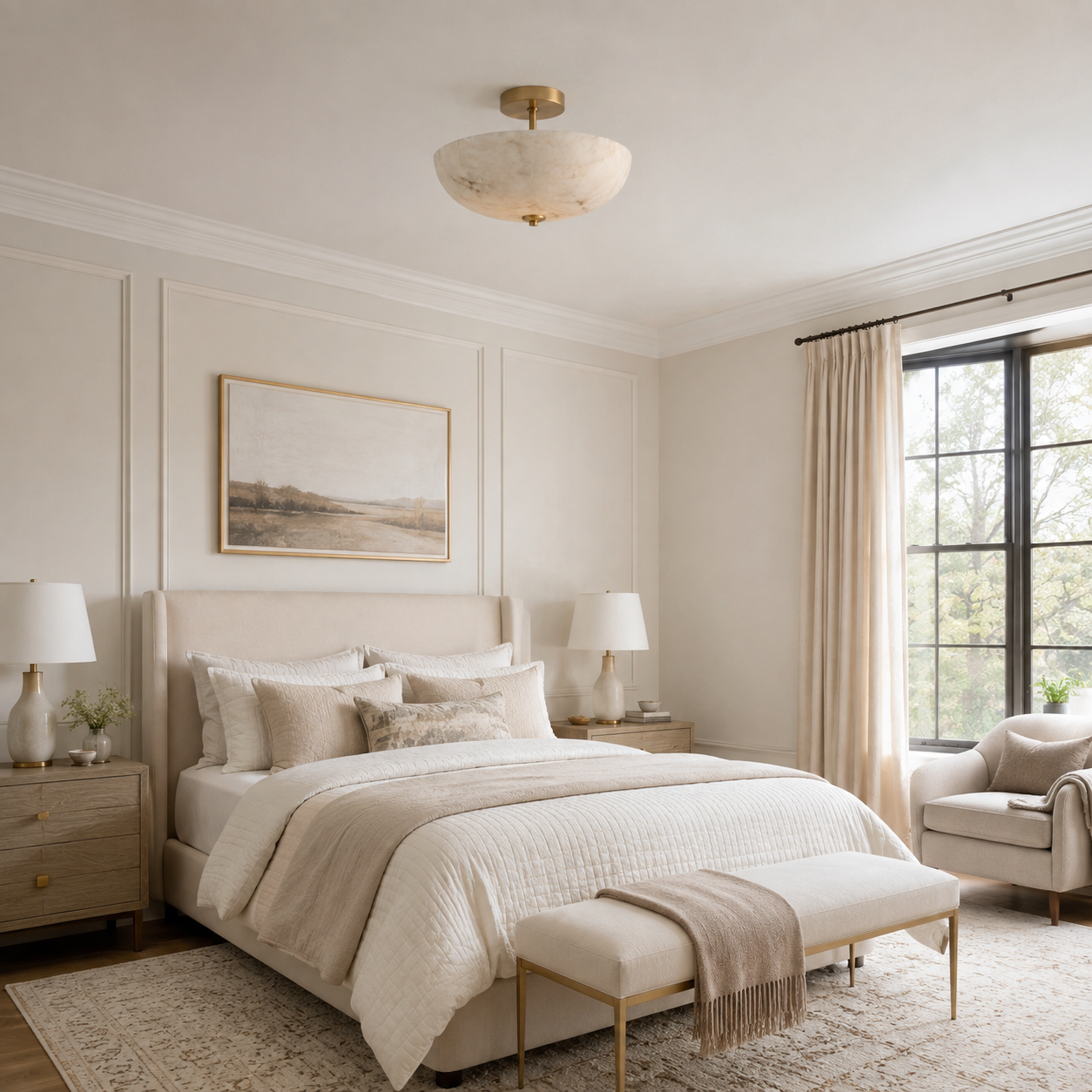 Miramar Alabaster Flush Mount Ceiling Light