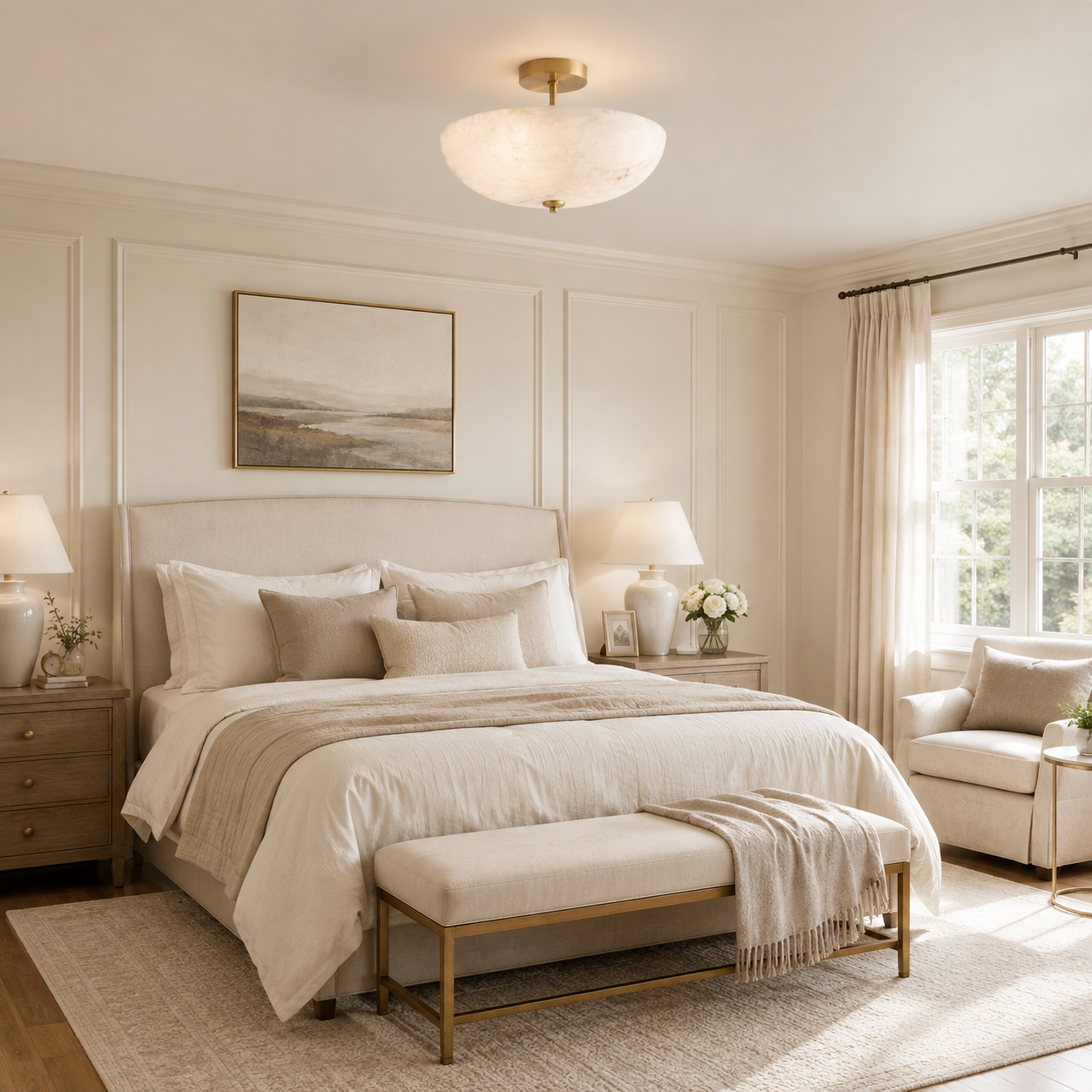 Miramar Alabaster Flush Mount Ceiling Light