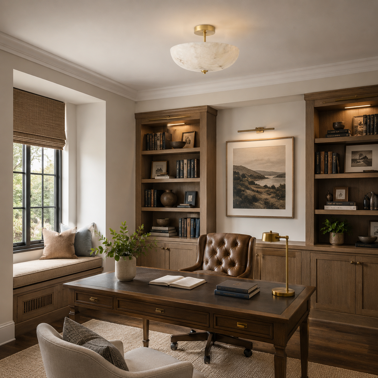 Miramar Alabaster Flush Mount Ceiling Light