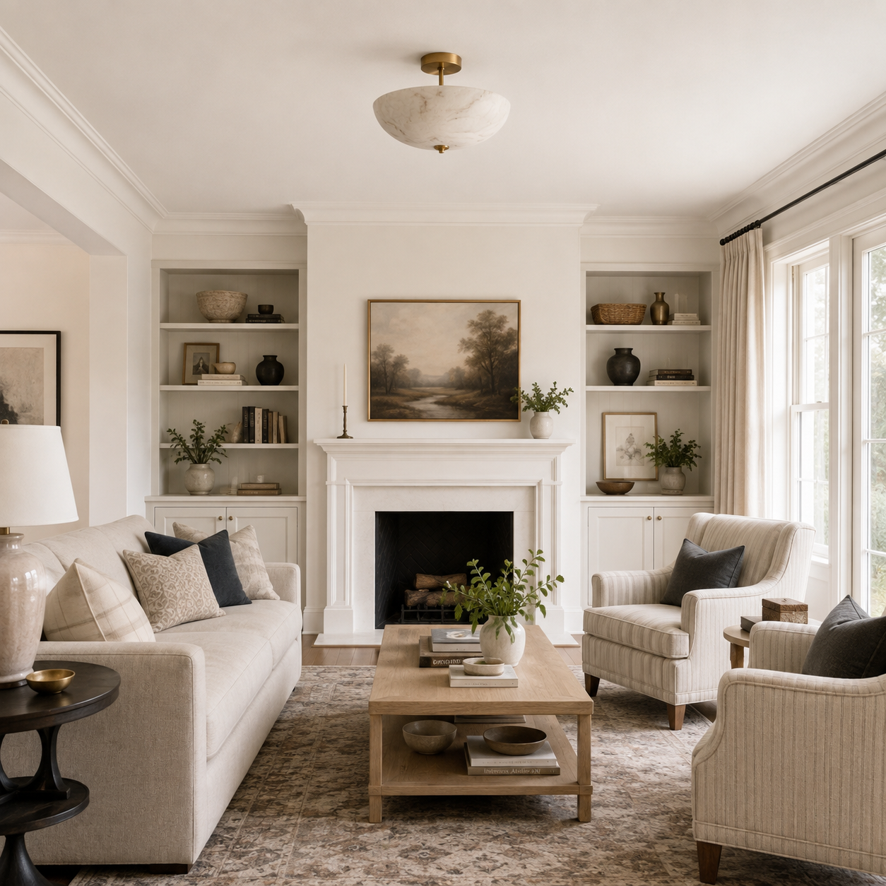 Miramar Alabaster Flush Mount Ceiling Light